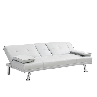 White Folding Sofa Velcro Fixed Arms Sleeper Loveseat w/ Coffee Table - Bed  Bath & Beyond - 39450133